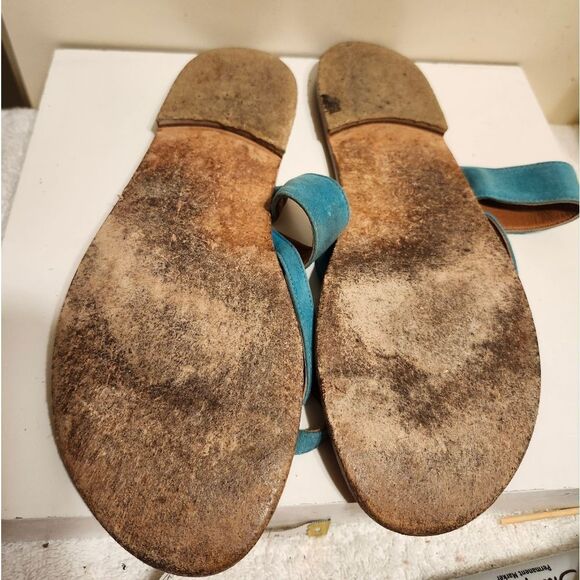 M.Gemi x Cosabella Collab "The Medio" Aqua Suede Flat Sandal Sz.10/41 Ret.$228 - Picture 6 of 6